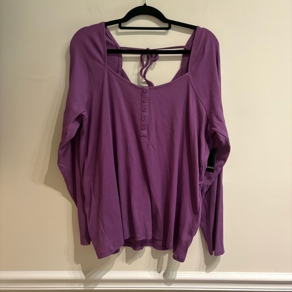 Torrid Ribbed Square Neck Henley Concord Grape Size 3 NWT - Picture 5 of 8